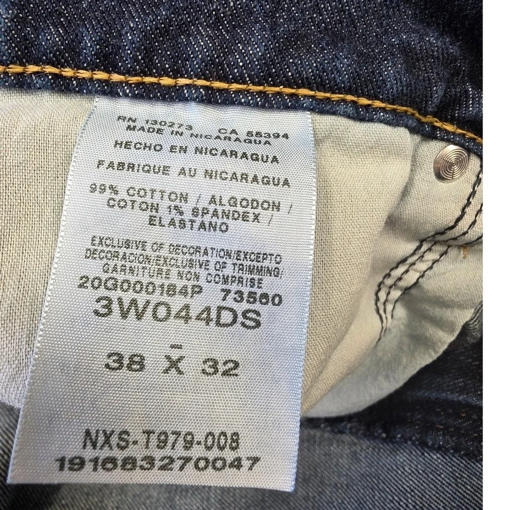 Wrangler Riggs Workwear Mens Dark Wash Straight Leg Jeans 3W044DS 38x32 Stretch - Picture 4 of 8